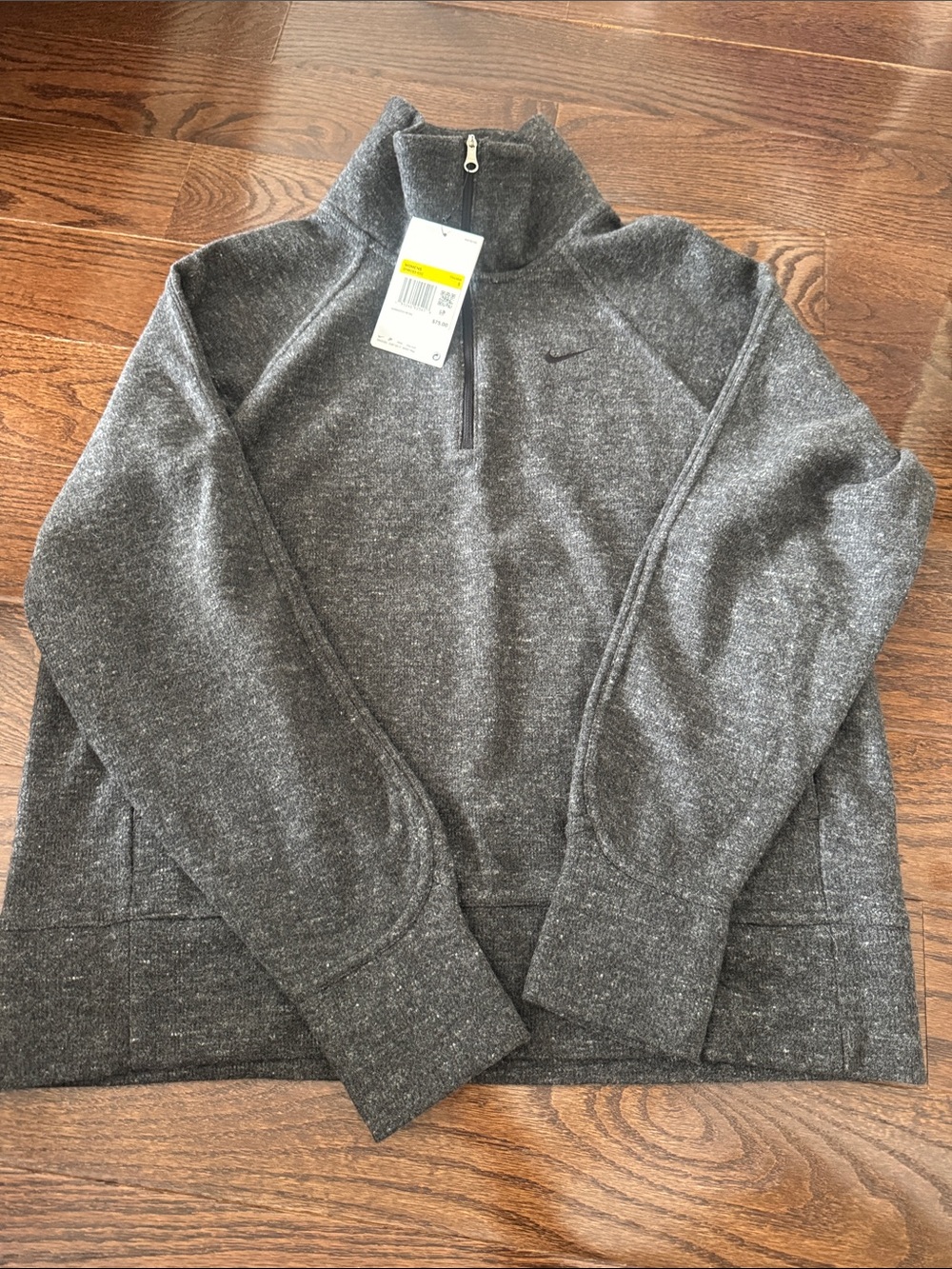Women’s Nike Charcoal Heather Half-Zip Pullover dm8183-032 size small Msrp $75